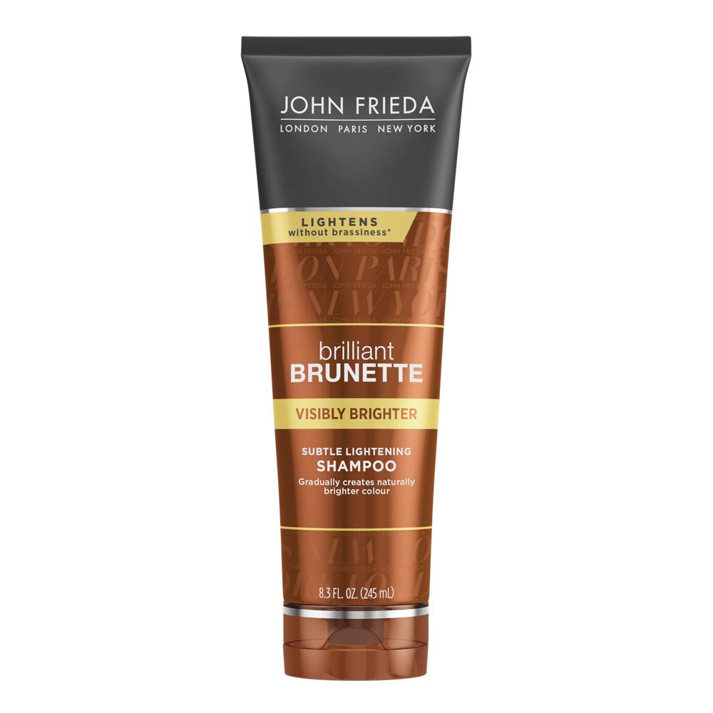 John Frieda Brilliant Brunette Visibly Brighter Subtle Lightening Shampoo, Eliminates Neutral Tones, Sleek Brown Shine, 8.3 Ounces, with Honey and Marigold Extract