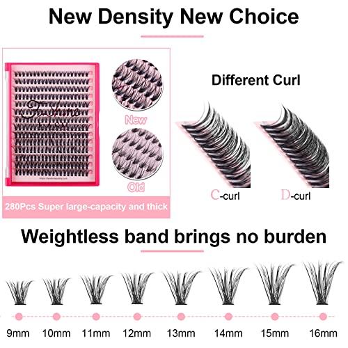 Fenshine Cluster Lashes Individual Lashes Wide Stem 0.07D 20D Curl 18mm DIY Eyelash Extension Individual Soft False Lashes for Personal Use at Home