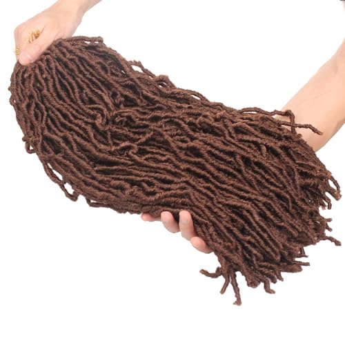 18 Inch 6 Packs New Faux locs Goddess Soft Locs Curly Wavy Crochet Braiding Hair Pre Looped Faux locs Crochet Hair Synthetic Extensions For Women(18 inch, 30#)