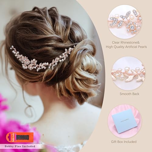 Ammei Headpiece Bridal Headbands Crystal Pearl Hair Vines Bohemian Style Wedding Headpieces For Bride Wedding Hair Accessories