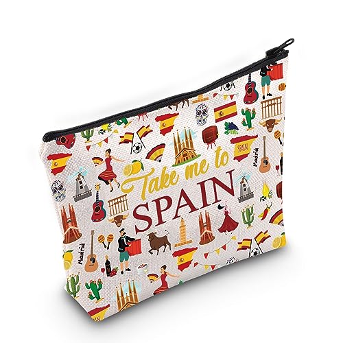 WZMPA Spain Travel Cosmetic Bag Spanish Souvenir Gift Take Me To Spain Zipper Pouch Bag Spain Vacation Gift (Take Spain)