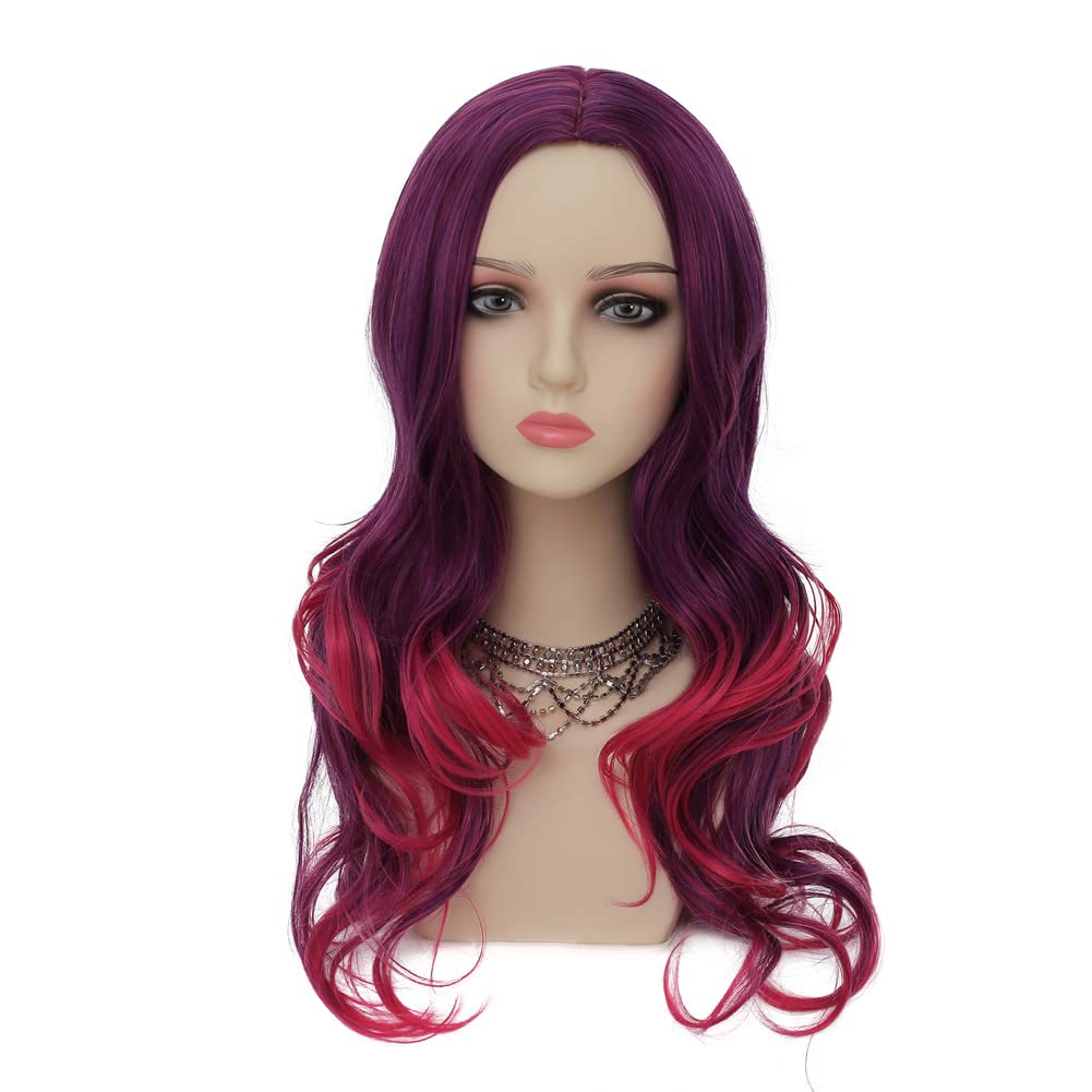 Dai Cloud Purple Ombre Wig for Women Long Curly Wave Synthetic Wigs Hair Colorful Wigs for Cosplay Party Wigs(Purple Ombre Hot Pink)