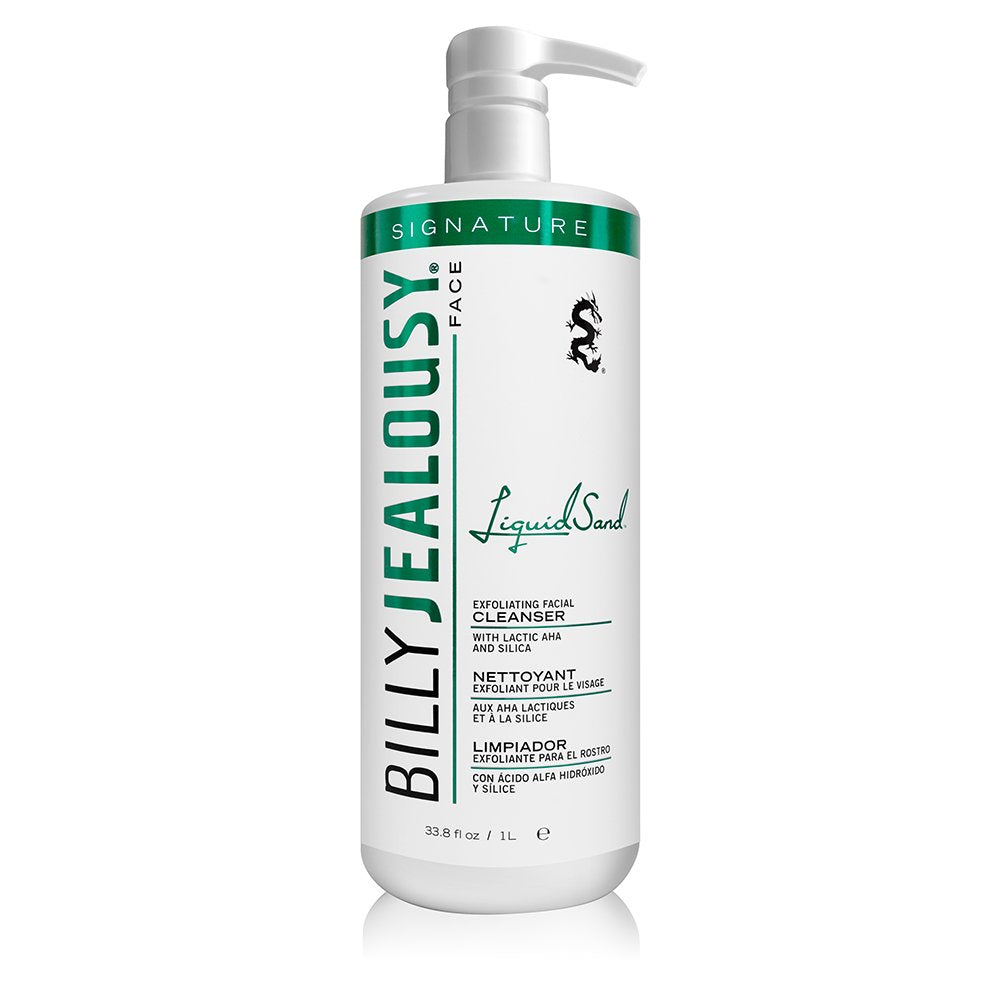 Billy Jealousy LiquidSand Exfoliating Face Cleanser for All Skin Types, Mens Face Wash for Daily Exfoliation of Dead Skin Cells & Grime, Cleans, Softens & Nourishes Skin, 33.8 Fl Oz