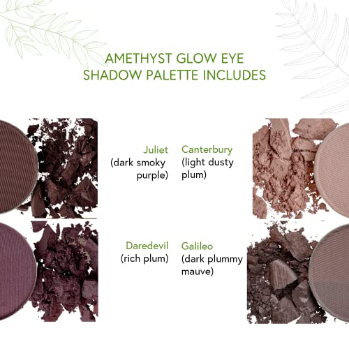 Honeybee Gardens Amethyst Glow Eye Shadow Palette, Clean and Bold, 4 Highly Pigmented Colors With Long Lasting Luxe Finish, Vegan, Cruelty-Free, Gluten-Free, and Paraben-Free, Net Wt 1.3g Each