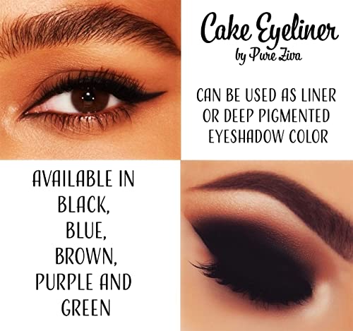 Pure Ziva Matte Cool Dark Navy Blue Cake Eyeliner & Pressed Eyeshadow, Water Activated Powder; Gluten & Cruelty Free