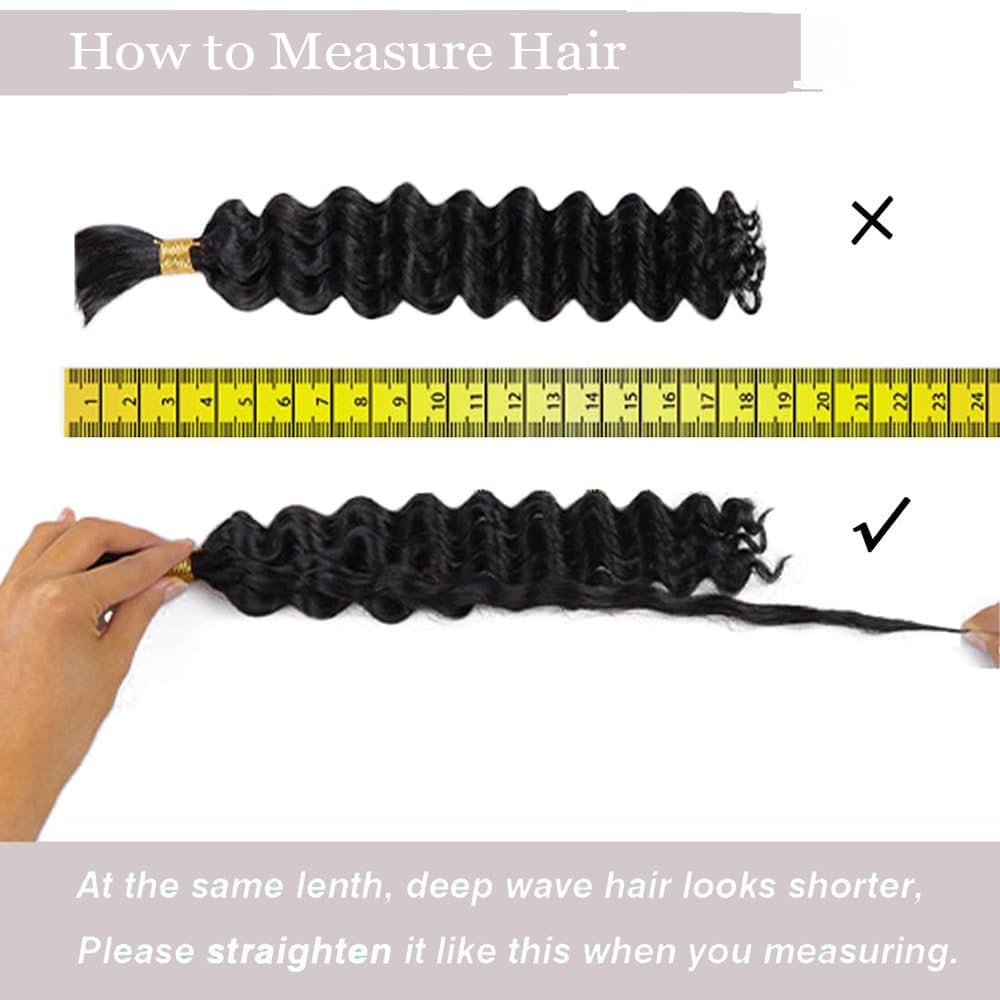 22 Inch Human Braiding Hair for Boho Braids Human Hair 100g 2 Bundles Deep Wave Bulk Human Hair for Braiding No Weft Curly Braiding Hair Bulk Hair Extensions Real Human Hair Natural Color