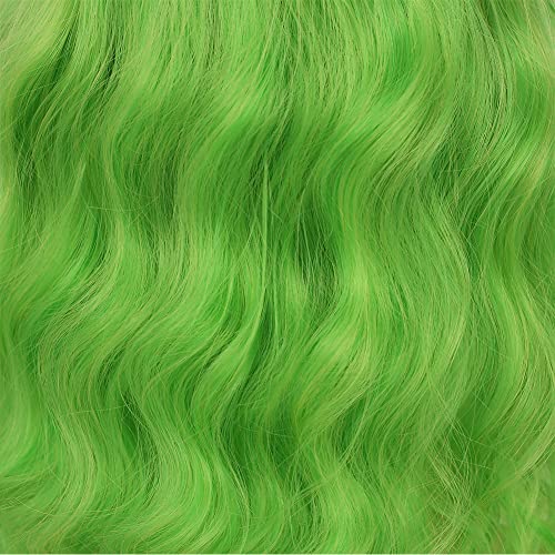 Dai Cloud Lime Green Wigs with Bangs For Women Short Bob Wavy Curly Cosplay Halloween Wigs Bob Party Wig Include Wig Cap