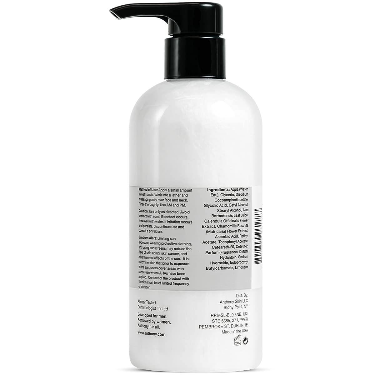 Anthony Glycolic Facial Cleanser, Normal to Oily Skin, 16 Fl Oz Oil Free Facial Lotion, 3 Fl Oz