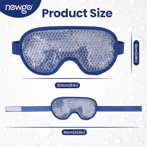 NEWGO Cooling Eye Mask Eye Ice Pack Cold Eye Mask for Puffy Eyes, Post Eye Surgery, Tired Eyes, Reusable Gel Eye Mask for Dark Circles, Migraines, Stress Relief, Itchy Eyes - Navy Blue