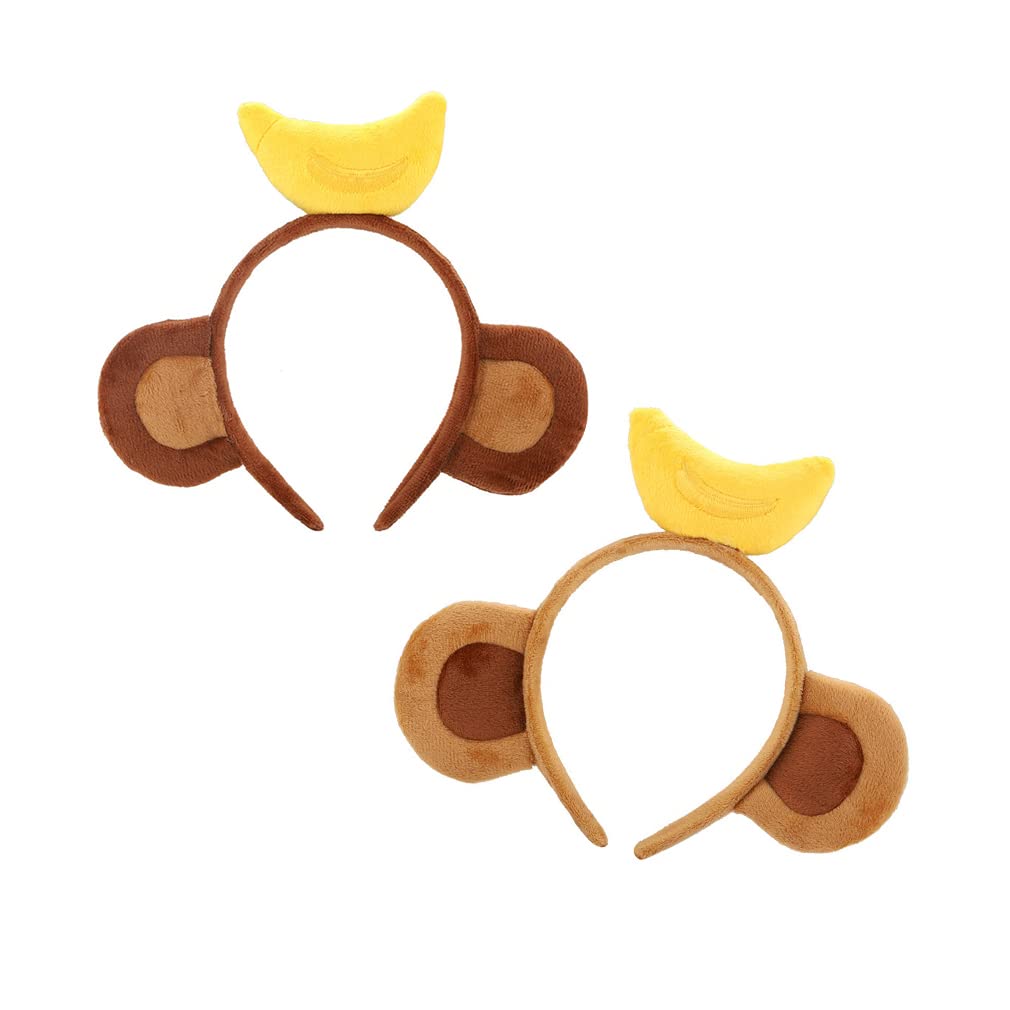 2PCS Cartoon Hair Accessories Lovely Banana Monkey Ears Hairband Festive Funny Props Hair Clips Animal Large Ear Headband