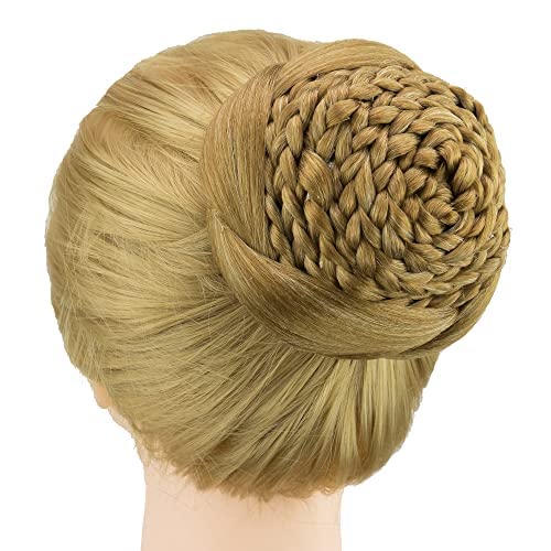 IMISSU Braided Chignon Dancer Hair Cover Donut Hairpieces Scrunchies Women Hair Buns Wig Updo for Wedding Party (M2 Mix Copper)