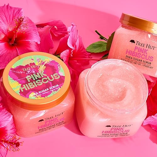 Tree Hut Pink Hibiscus Shea Sugar Exfoliating & Hydrating Body Scrub, 18 oz