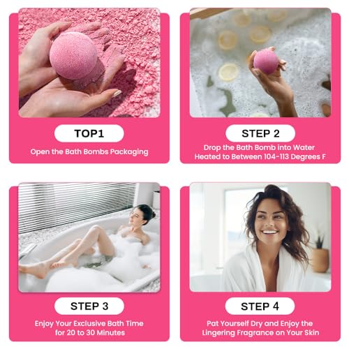 Bath Bombs Gift Set for Women, BODY & EARTH 10 X 3.5 oz Essential Oils Cherry Blossom Handmade Birthday Gift Idea for Family, Women, Mother's Day Gifts for Women