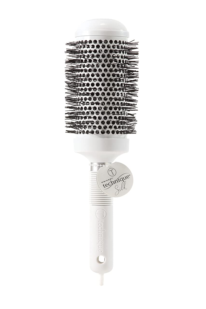 Cricket Technique Silk 2” Thermal Seamless Barrel Hair Brush Ceramic Tourmaline Ionic Bristle Anti-Static Hairbrush for Blow Drying, Curling and Styling for All Hair Types white