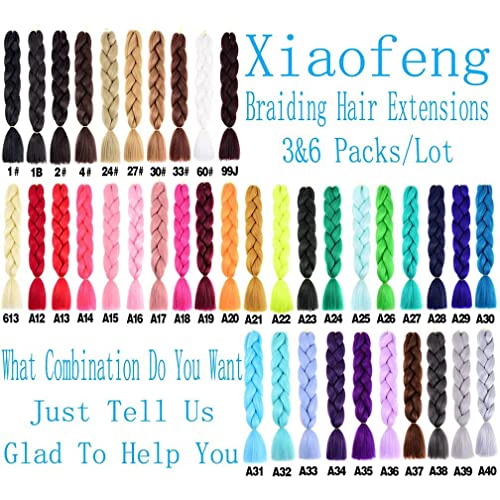 Xiaofeng Colorful Ombre Braiding Hair Extensions 24 Inch 3 Packs High Temperature Jumbo Crochet Braiding Hair for Box Twist Braids (24 Inch (Pack of 3), Brown to Blonde)