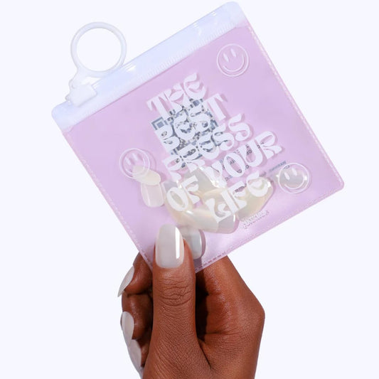 Quickies - Press On Nails | Mini Glazed Donut | White | Short, Oval | 24 nails | Vegan, Cruelty-Free