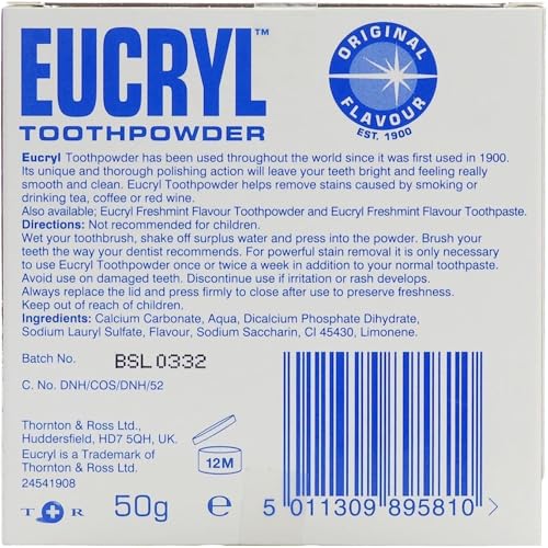 Eucryl Smokers Tooth Powder Freshmint Flavour (50g) - Pack of 6