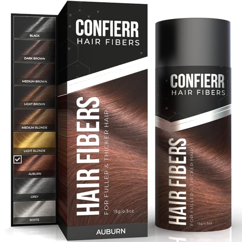 CONFIERR Keratin Hair Fibers for Men & Women - Fill In Fine or Thinning Hair, Instantly Thicker, Fuller Looking Hair (Auburn 15g)