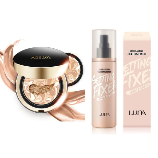 AGE 20's Signature Intense Cover Cushion Foundation #21 Light Beige + LUNA Long Lasting Makeup Setting Fixer Spray