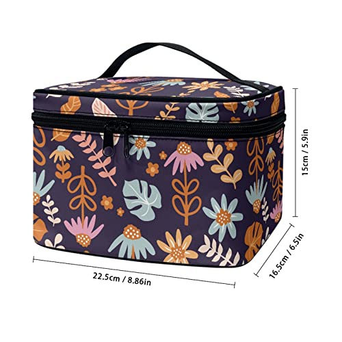 Horeset Abstract Hippie Flower Print Cosmetic Bag Waterproof Fashion Makeup Bag Portable Pouch Accessories for Travel Outdoor