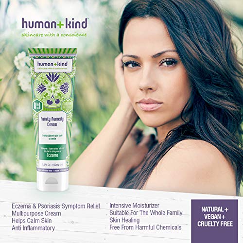 Human + Kind Family Remedy Cream, Multi-Purpose Cream for Eczema, Psoriasis, Dry and Sensitive Skin, Insect Bites, 3.53 Ounce