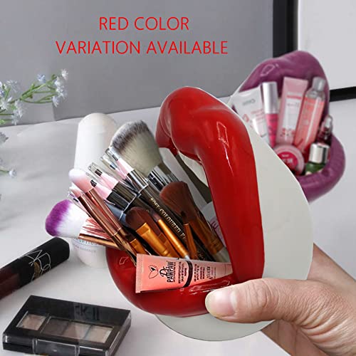 ArtOlo Elegant Handpainted Lip-Shaped Makeup Brush Holder - Chic Vanity Cosmetic Organizer with Glossy Glaze Finish, Perfect for Stylish Storage Solutions, Purple