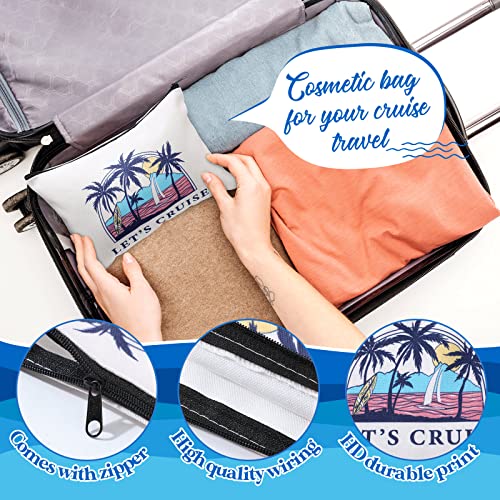 Silkfly 16 Pieces Cruise Survival Kit Cruise Travel Gift Cosmetic Bag Peace Love Cruise Pouch Travel Organizer Zipper Pouch for Family Cruise Lover Summer Vacation Gift (Canvas Base)