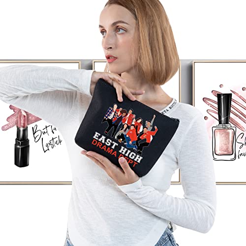 LEVLO School Musical Theatre Characters Cosmetic Make Up Bag Broadway Movie Fans Gift East High Drama Dept Makeup Zipper Pouch Bag (East High Drama Black)