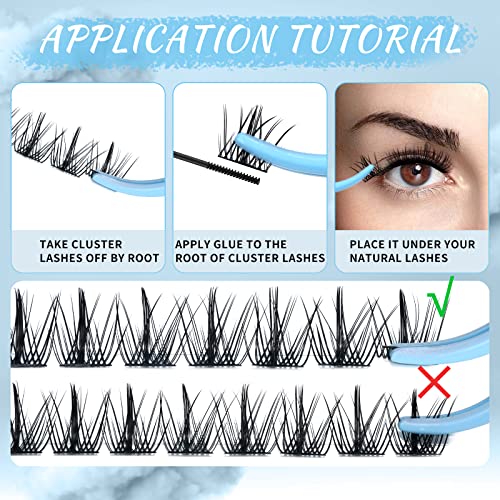 Lash Clusters 84 Pcs Cluster Lashes Eyelash Clusters DIY Cluster Eyelash Extensions Individual Lashes Thin Band & Soft(Haze,D-14mm)