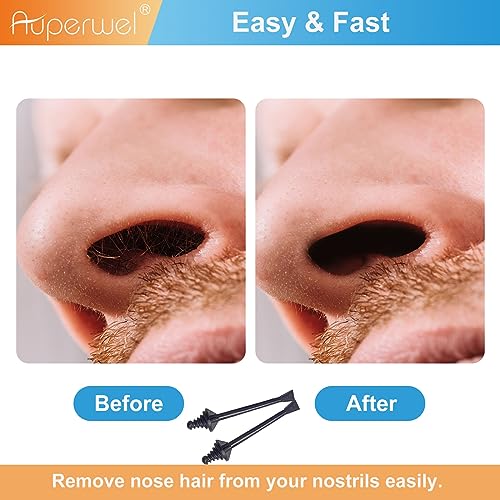 Nose Wax Kit, Auperwel Nose Ear Hair Instant Removal Kits 15-20 Times Usage, Nostril Waxing Kit for Men Women, Safe Easy Quick, 100g Wax, 20 Black Stcik Applicator, 15 Mustache Guards, 10pcs Paper Cup