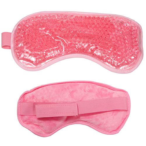 Cooling Eye Mask Reusable Gel Eye Mask for Puffy Eyes,Ice Eye Mask Cold Eye Mask Frozen with Plush Backing for Headache,Migraine,Stress Relief-Color Pastel Pink