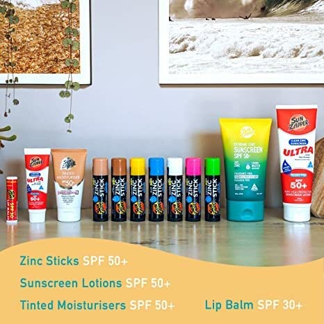 Sun Zapper Zinc Oxide Sunscreen - Skin Tone, Green & Gold - SPF 50+ Very High Sun Protection Waterproof Sunblock for Face & Body, Adults, Kids, Baby - Travel Stick