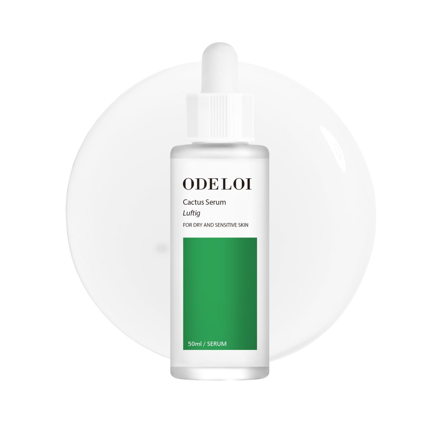 ODELOI Cactus Serum Luftig, Hydration and Moisture Retention for Dry and Sensitive Skin Types, Opuntia Ficus-Indica Extract, Hydrolyzed Hyaluronic Acid, Korean Skincare 1.69 fl.oz.