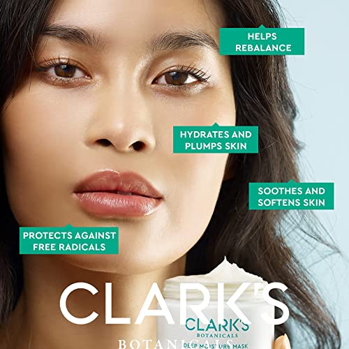 Clark's Botanicals Deep Moisture Mask, Target Dryness, Redness & Inflammation, Stimulate Collagen Production, All Skin Types, 2-in-1 Moisturizer & Invisible Mask, 1.7 Oz