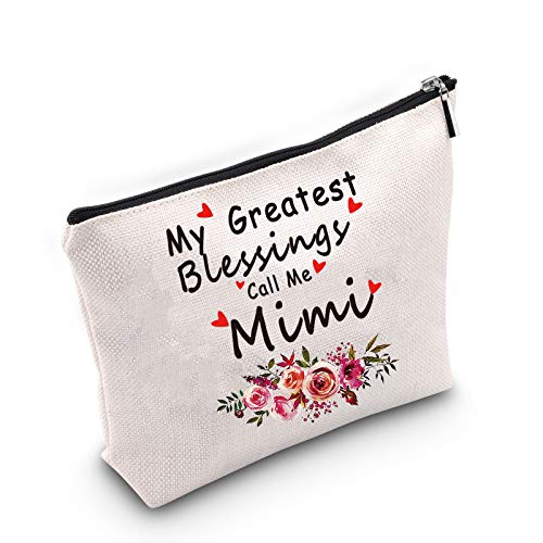 TSOTMO Mimi Gift Grandmother Gift My Greatest Blessings Call Me Mimi Makeup Bag Best Mimi Ever Gift Mother’s Day Gift (Call Me Mimi)