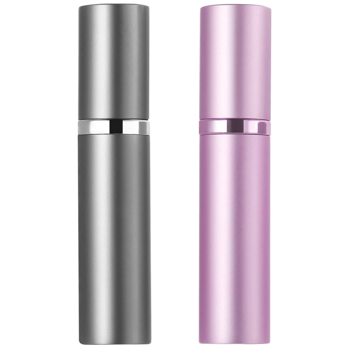 WHOHAO 2PCS Perfume Atomizer Bottle(5ML), Refillable Portable Mini Perfume Atomizer for Travel, Leakproof Pump Perfume Spray Bottle Atomizer for Man and Woman (Grey+Pink)