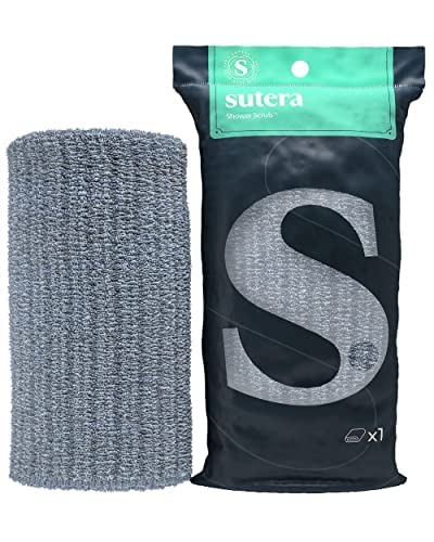 SUTERA - Exfoliating Shower Towel Gray and Waffle Bath Towel White BundleBundle Short