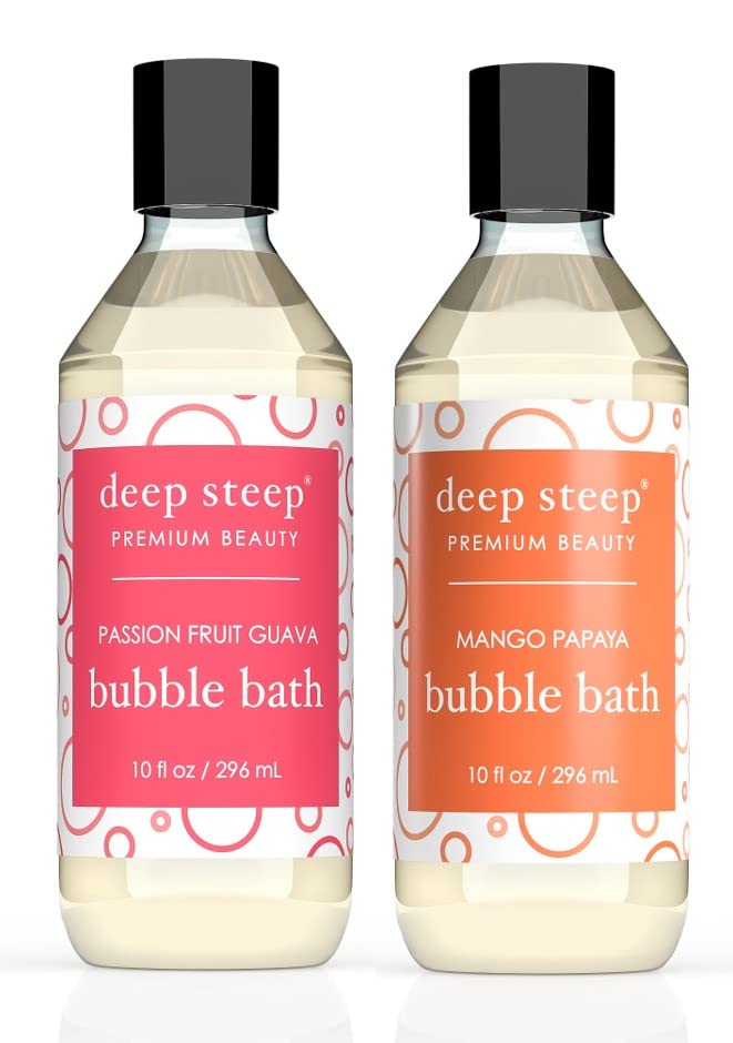 Deep Steep Bubble Bath, 10oz (2 Pack) (Aromatherpy) (Energizing- Passion Fruit Guava & Mango Papaya)