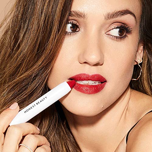 Honest Beauty Lip Crayon-Demi-Matte, Blossom | Lightweight, High-Impact Color with Jojoba Oil & Shea Butter | Paraben Free, Silicone Free, Dermatologist Tested, Cruelty Free | 0.105 oz.