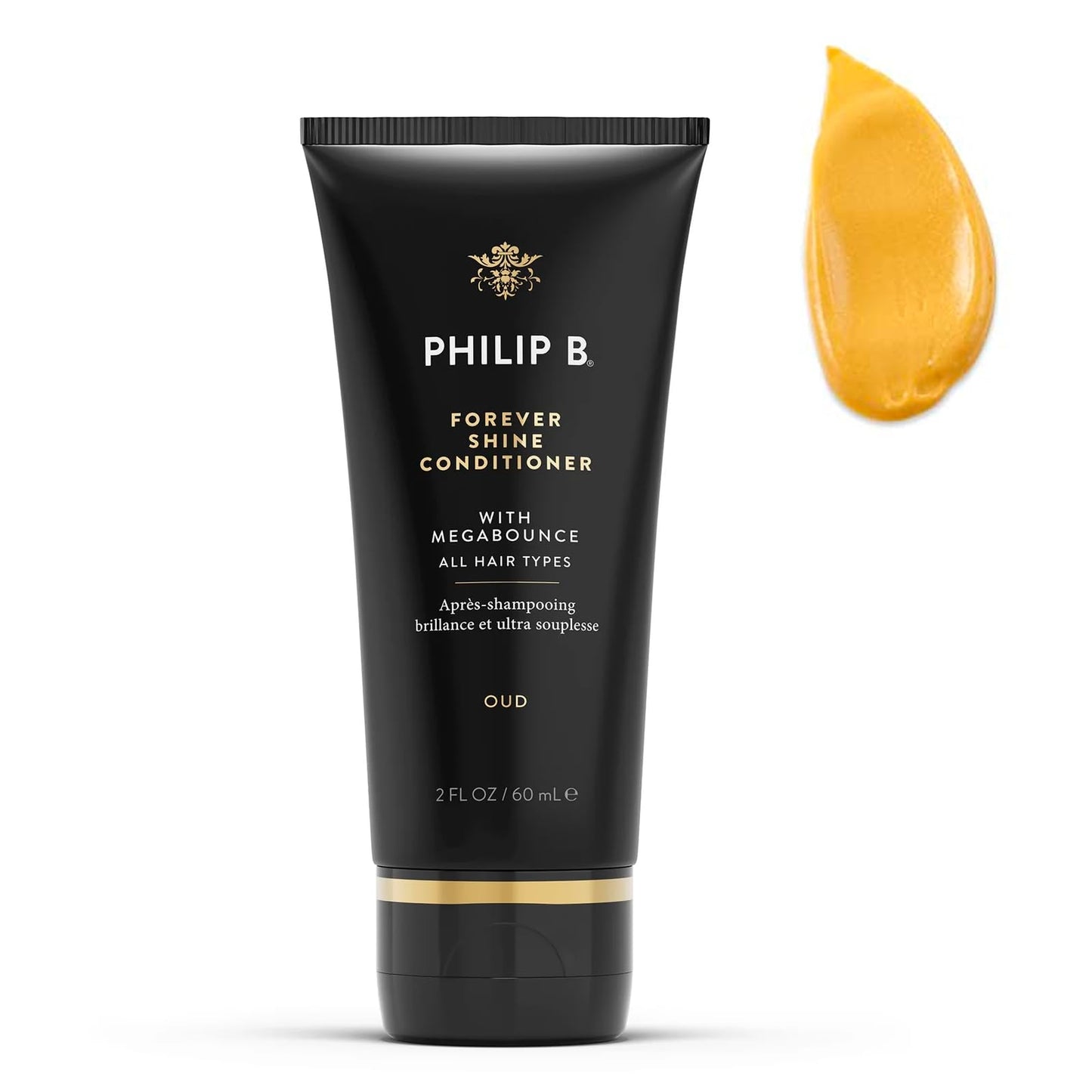 PHILIP B. Forever Shine Shampoo and Conditioner 2 oz Each + Mega Curl Enhancer 2oz - Shampoo and Conditioner Set with Notes of Pure Oud