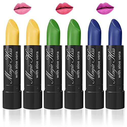 Magic Kiss Color Changing Matte 6 Piece Lipstick Set infused with Aloe Vera Made in USA (Colors of Aloha 4)