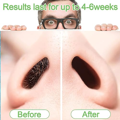 Nose Wax Kit Men, Nose Waxing Hair Wax Removal for Men Women, Nose Hair Waxing Kit For Men Ear Hair Waxing Kit Nose Hair Removal Kit for 50g Wax Beads 20 Applicators 10 Paper Cups 10 Mustache Guards