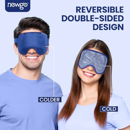 NEWGO Cooling Eye Mask Eye Ice Pack Cold Eye Mask for Puffy Eyes, Post Eye Surgery, Tired Eyes, Reusable Gel Eye Mask for Dark Circles, Migraines, Stress Relief, Itchy Eyes - Navy Blue