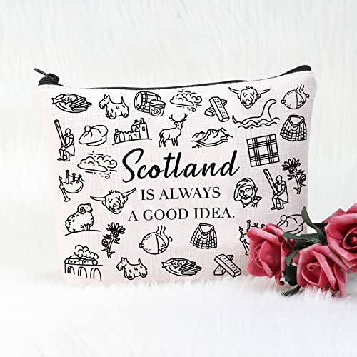 POFULL Scotland Trip Gift Scotland Is Always A Good Idea Cosmetic Bag Edinburgh Gift (Scotland Is Always Cosmetic Bag)