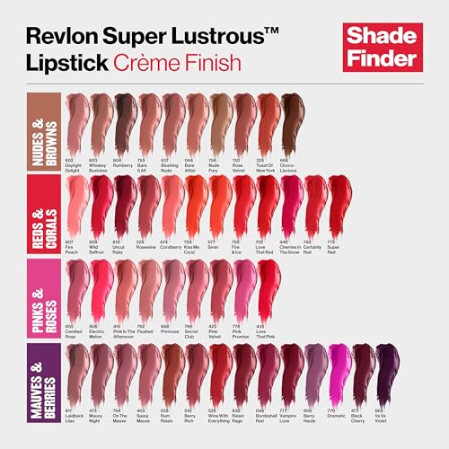 Revlon Lipstick, Super Lustrous Lipstick, Creamy Formula For Soft, Fuller-Looking Lips, Moisturized Feel in Pinks, Flushed (762) 0.15 oz