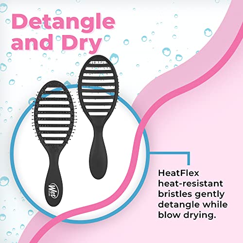 Wet Brush Speed Dry Hair Brush, Black - Vented Design & Ultra Soft HeatFlex Bristles Are Blow Dry Safe With Ergonomic Handle Manages Tangle and Uncontrollable Hair - Pain-Free Hair (Pack of 2)