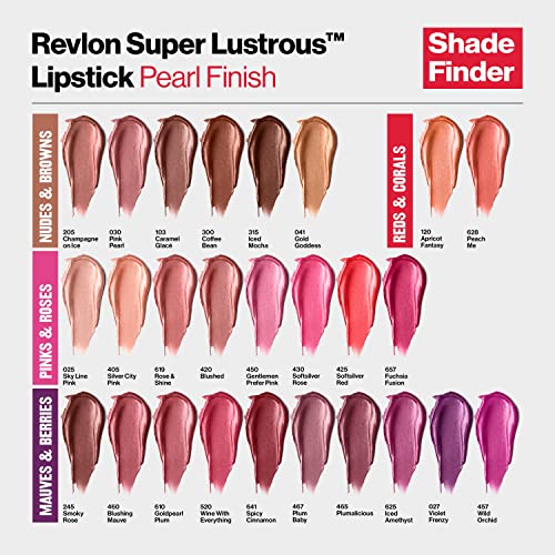 REVLON Lipstick, Super Lustrous Lipstick, Creamy Formula For Soft, Fuller-Looking Lips, Moisturized Feel in Berries, Spicy Cinnamon (641) 0.15 oz