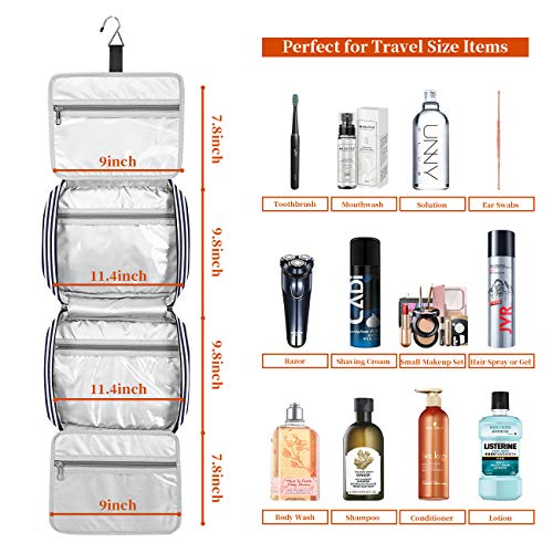 Toiletry Bag for Women, Water-Resistant Travel Makeup Organizer with Hanging Hook- Large Travel Toiletry Bag, Makeup Bag for Cosmetic, Full Size Containers, Brushes, Portable Shower Bag Christmas Gift