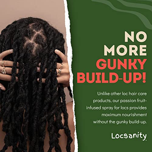 Locsanity Daily Moisturizing Spray for Dull, Dry Locs – Trial Size Passion Fruit Hair and Scalp Moisturizer for Dreadlocks, Sisterlocks, Microlocks, Braids to Control Oil and Frizz (4 fl oz)