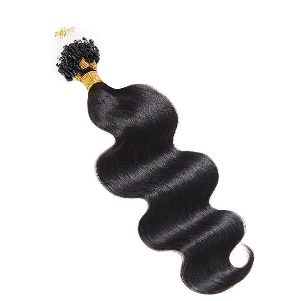 Body Wave Micro Loop Hair Extensions Human Hair 100G YiXing Microlink Human Hair Extensions for Black Women Bead Hair 100 Strands ,1G/Strand Micro Loop Ring Hair Extension Wavy Brazilian Hair 10Inch